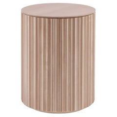 Pilar Round End Table / Bleached Maple Wood by INDO-