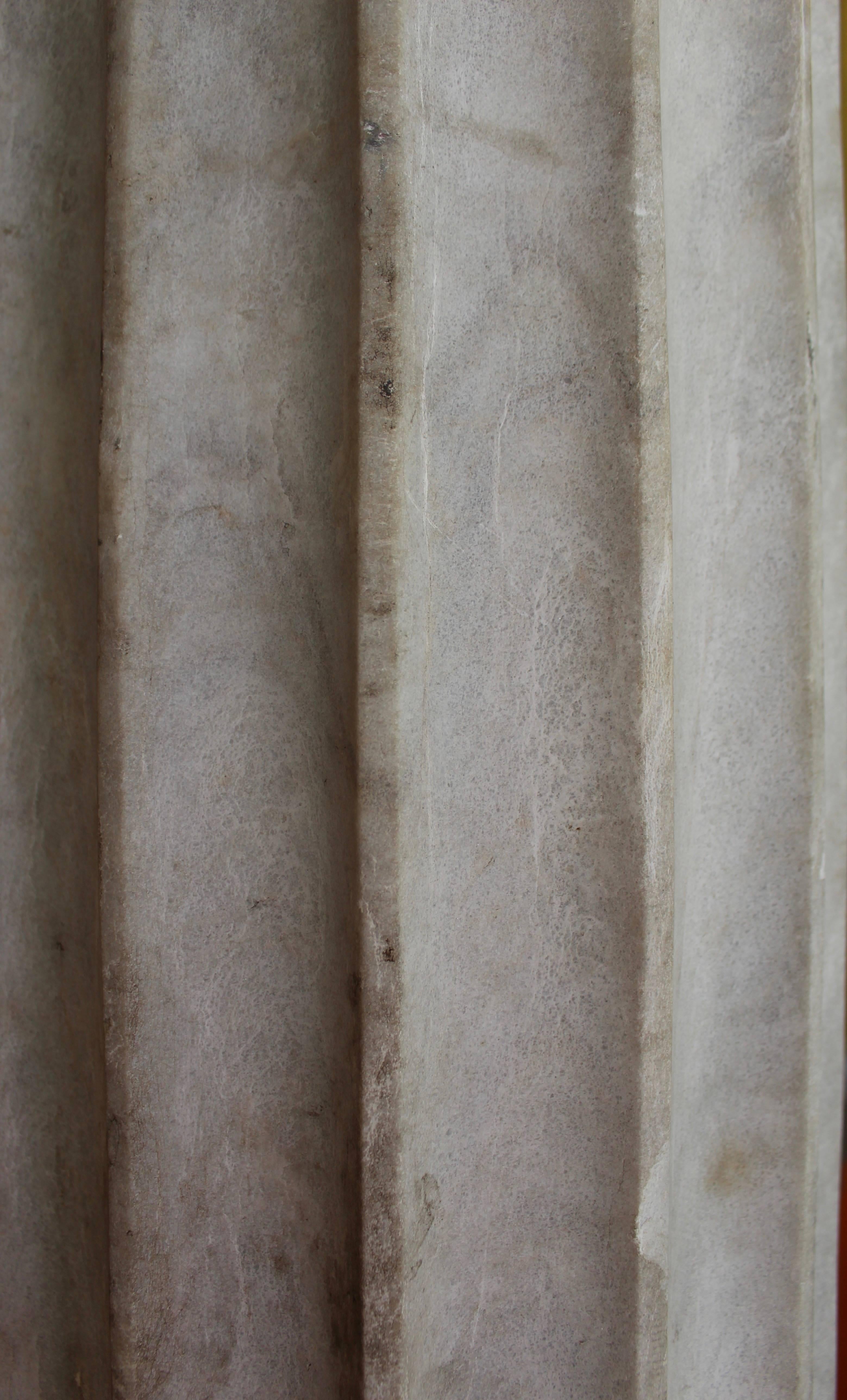19th Century Fluted French Carrara Marble Column with Ionic Capital, circa 1890 For Sale