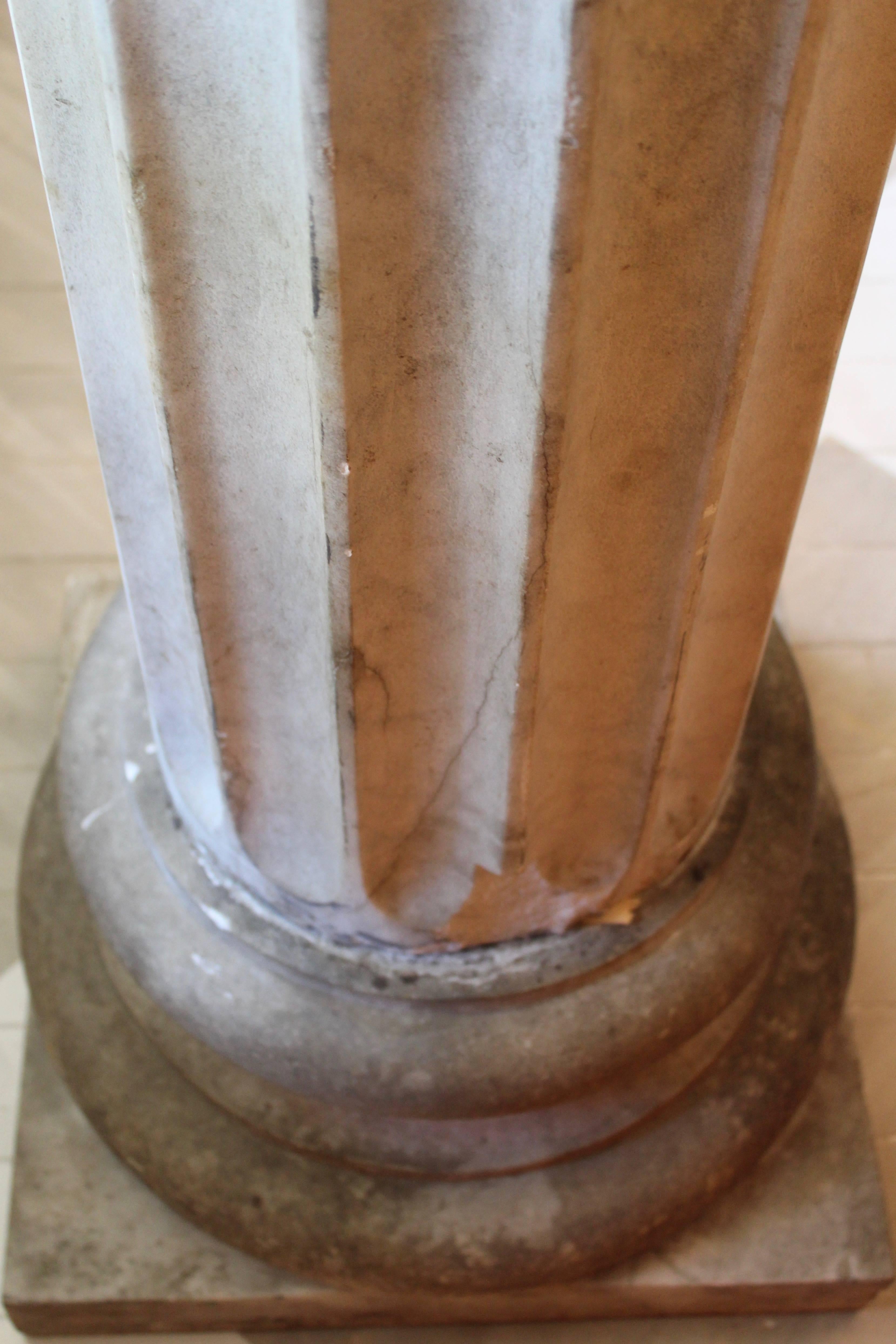 Fluted French Carrara Marble Column with Ionic Capital, circa 1890 For Sale 1