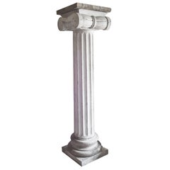Fluted French Carrara Marble Column with Ionic Capital, circa 1890