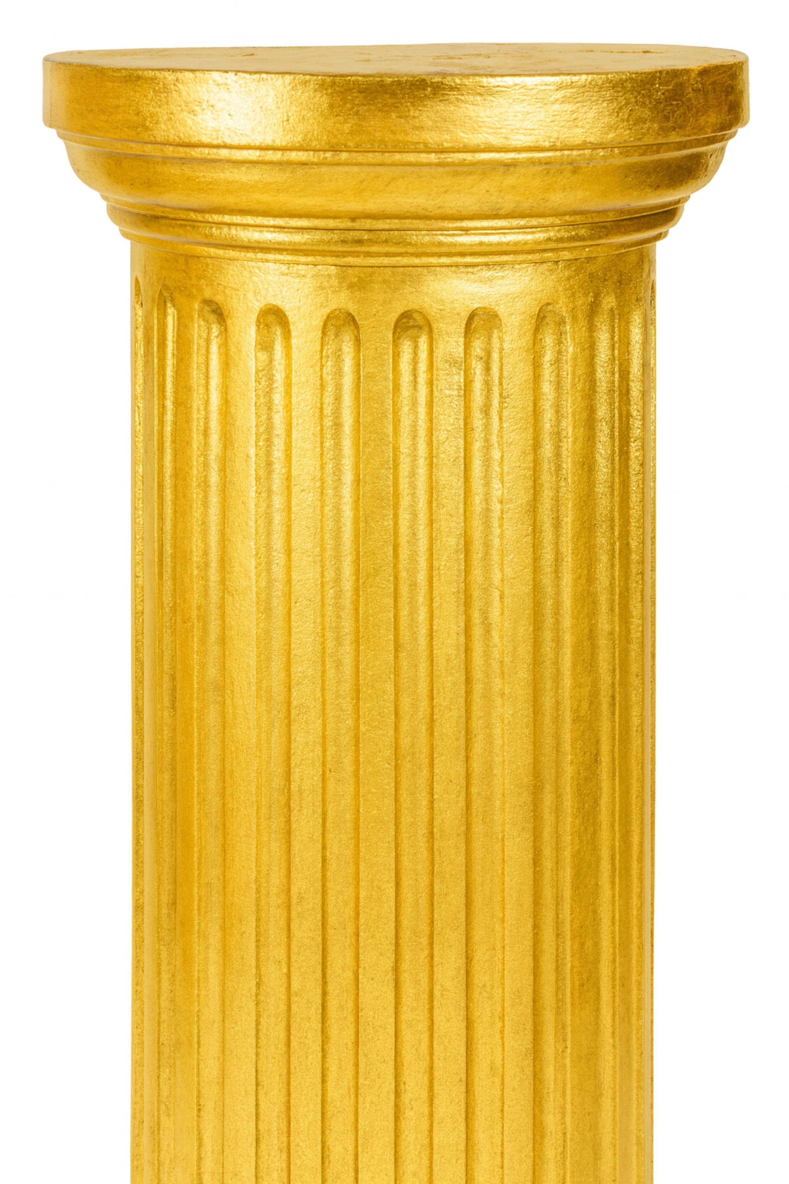 Fluted Gilt Wood Column, Louis Philippe Style, 19th Century In Good Condition For Sale In Lisbon, PT