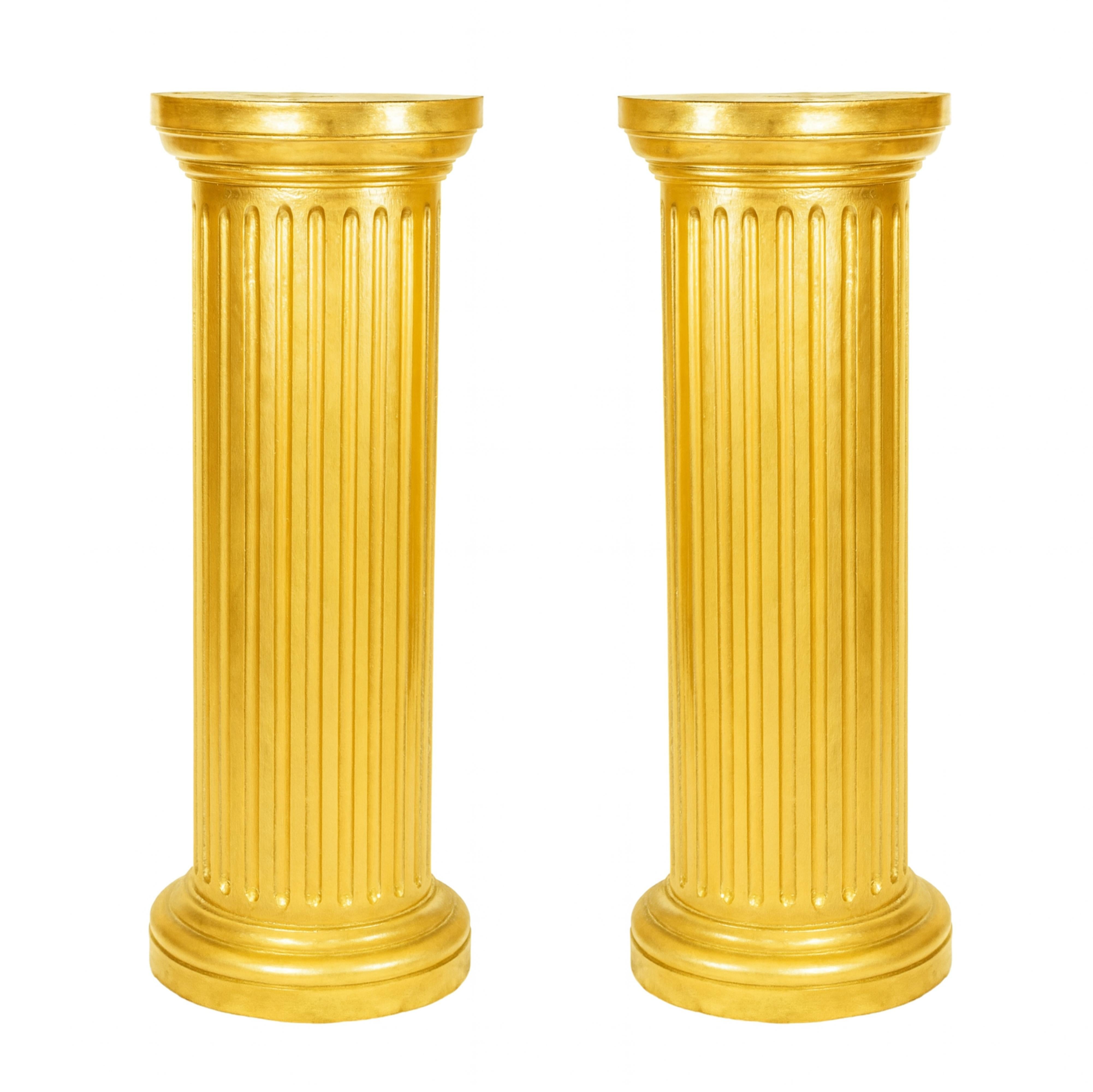 Chestnut Fluted Gilt Wood Column, Louis Philippe Style, 19th Century For Sale