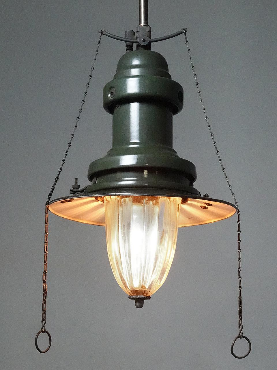 American Fluted Glass Gas Lamp