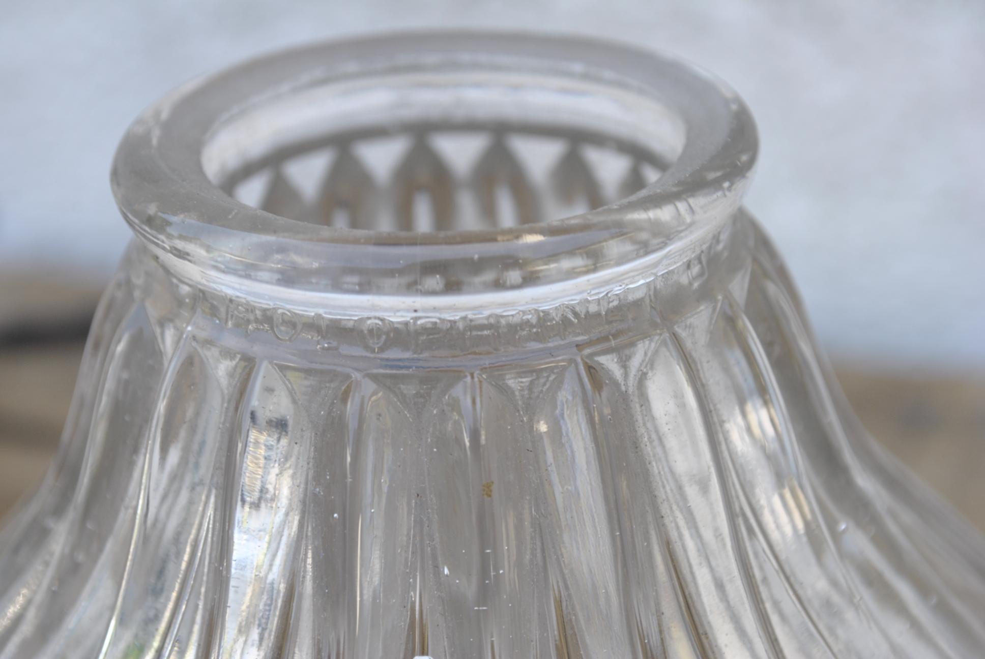 French Fluted Glass Hanging Light by Holophane