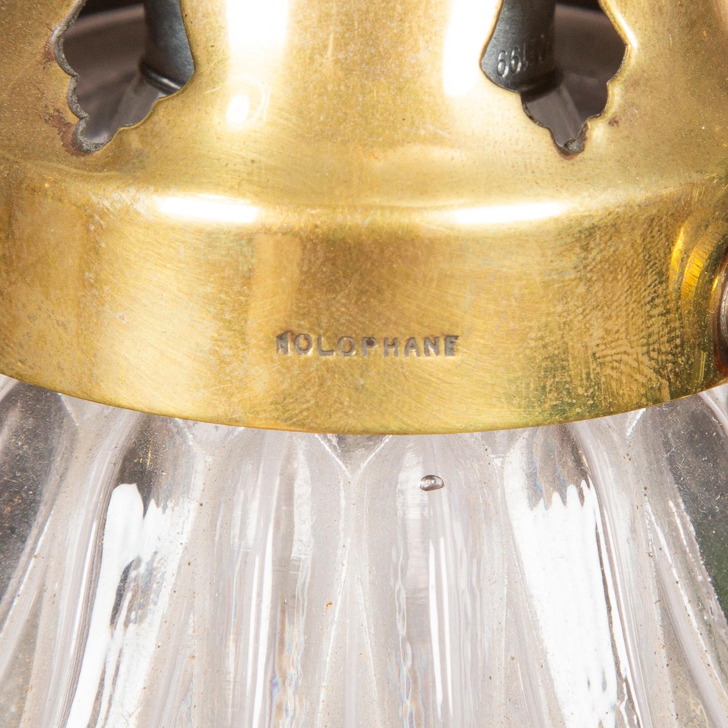 Vetro Lampada a sospensione in vetro scanalato di Holophane in vendita