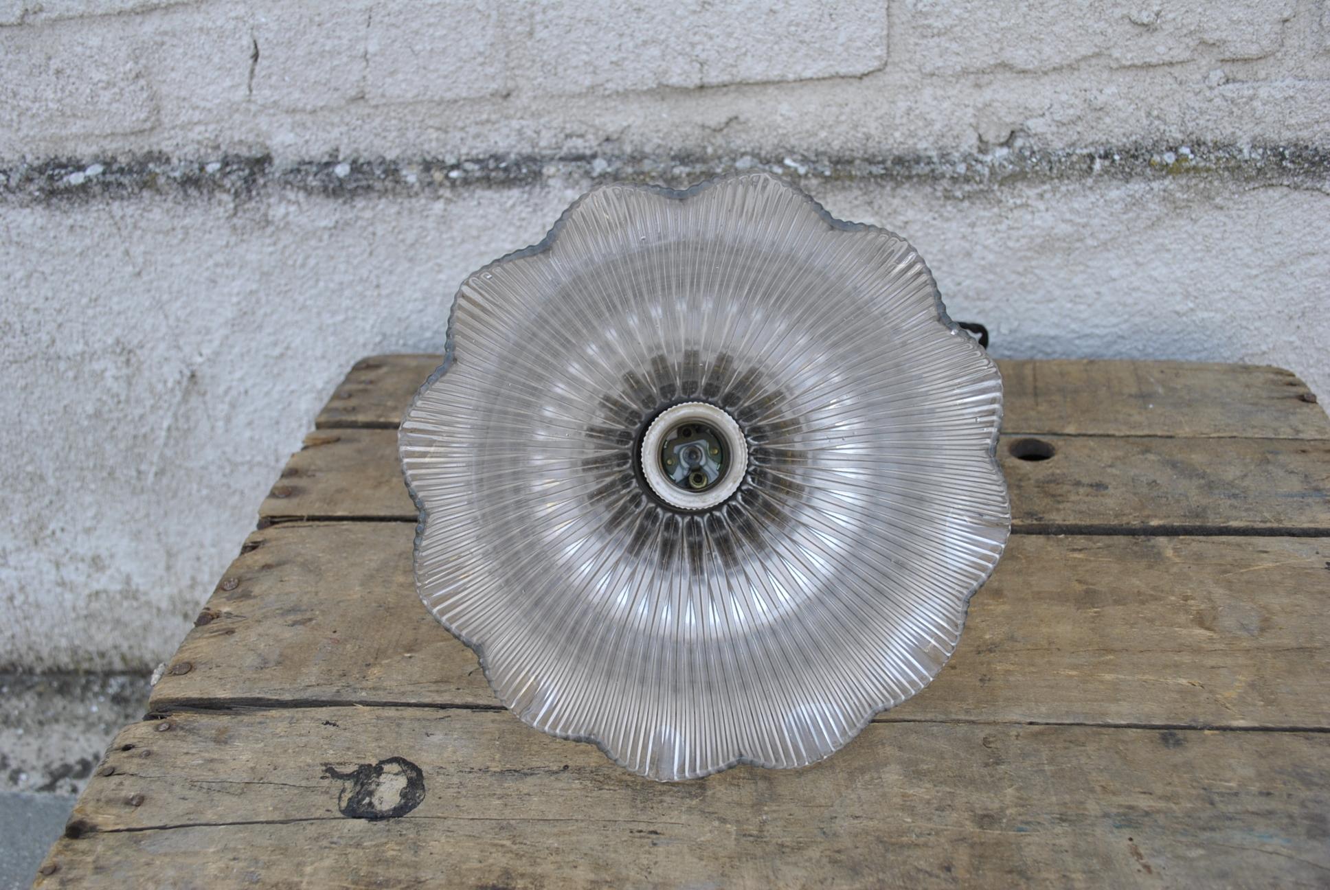 Fluted Glass Hanging Light by Holophane 1