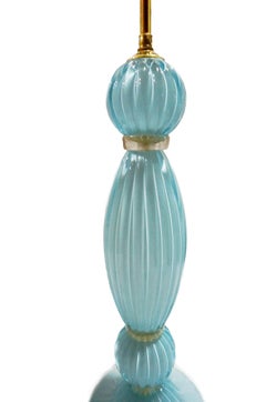 Fluted Glass Table Lamps, Pair