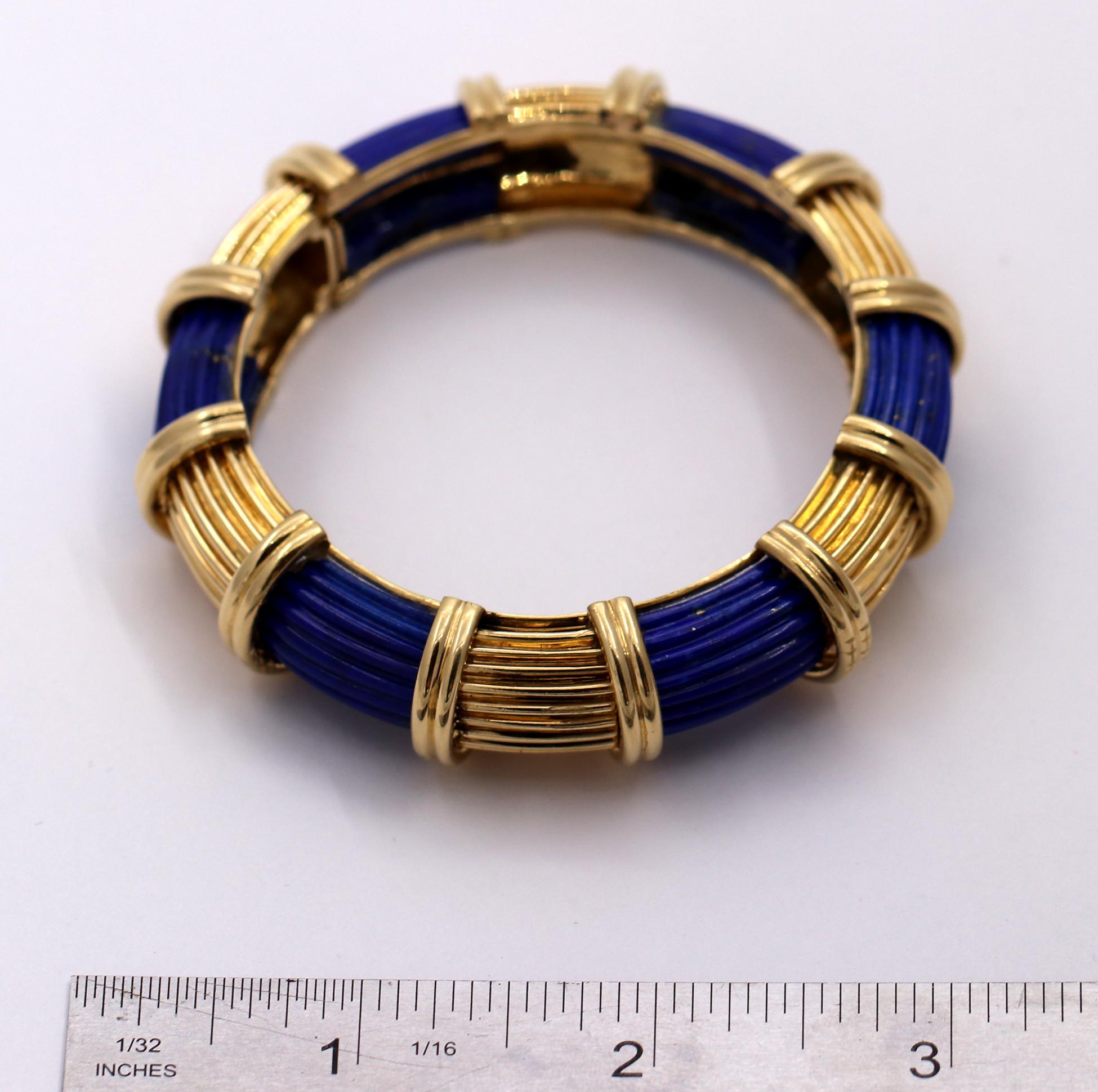 Fluted Gold and Lapis Lazuli Bracelet 1