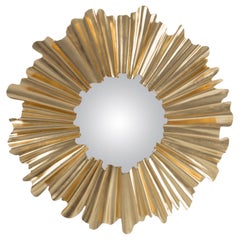 Fluted Gold Mirror in Solid Mahogany Wood