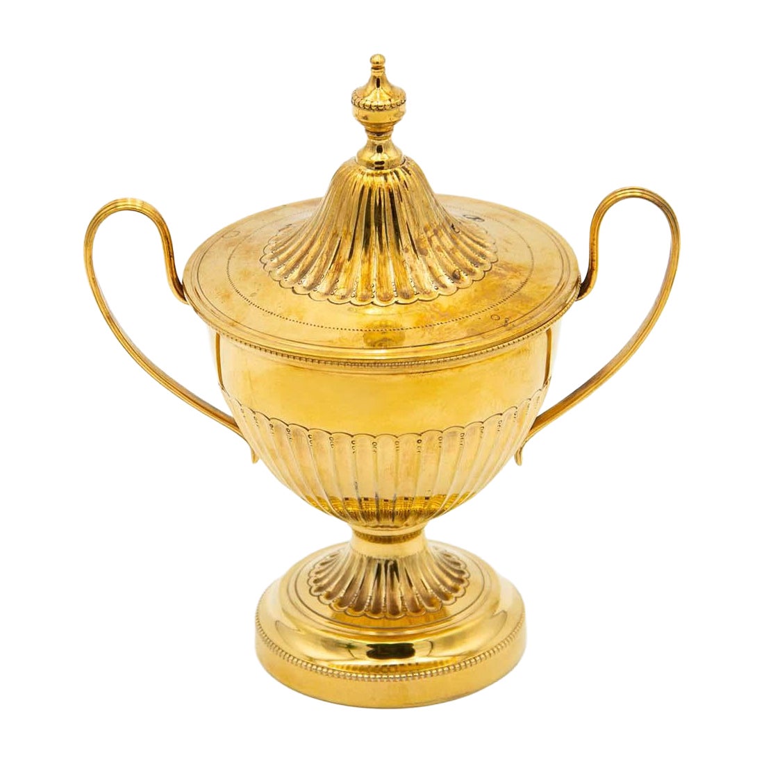 Fluted gold-plated silver candy box