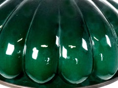 Fluted Mushroom Emerald Green over White Sandwich Glass Desk Damp