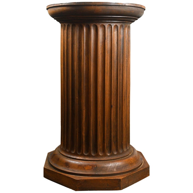 Fluted Oak Pedestal at 1stDibs