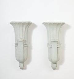 Fluted Plaster Sconces, France 1930's