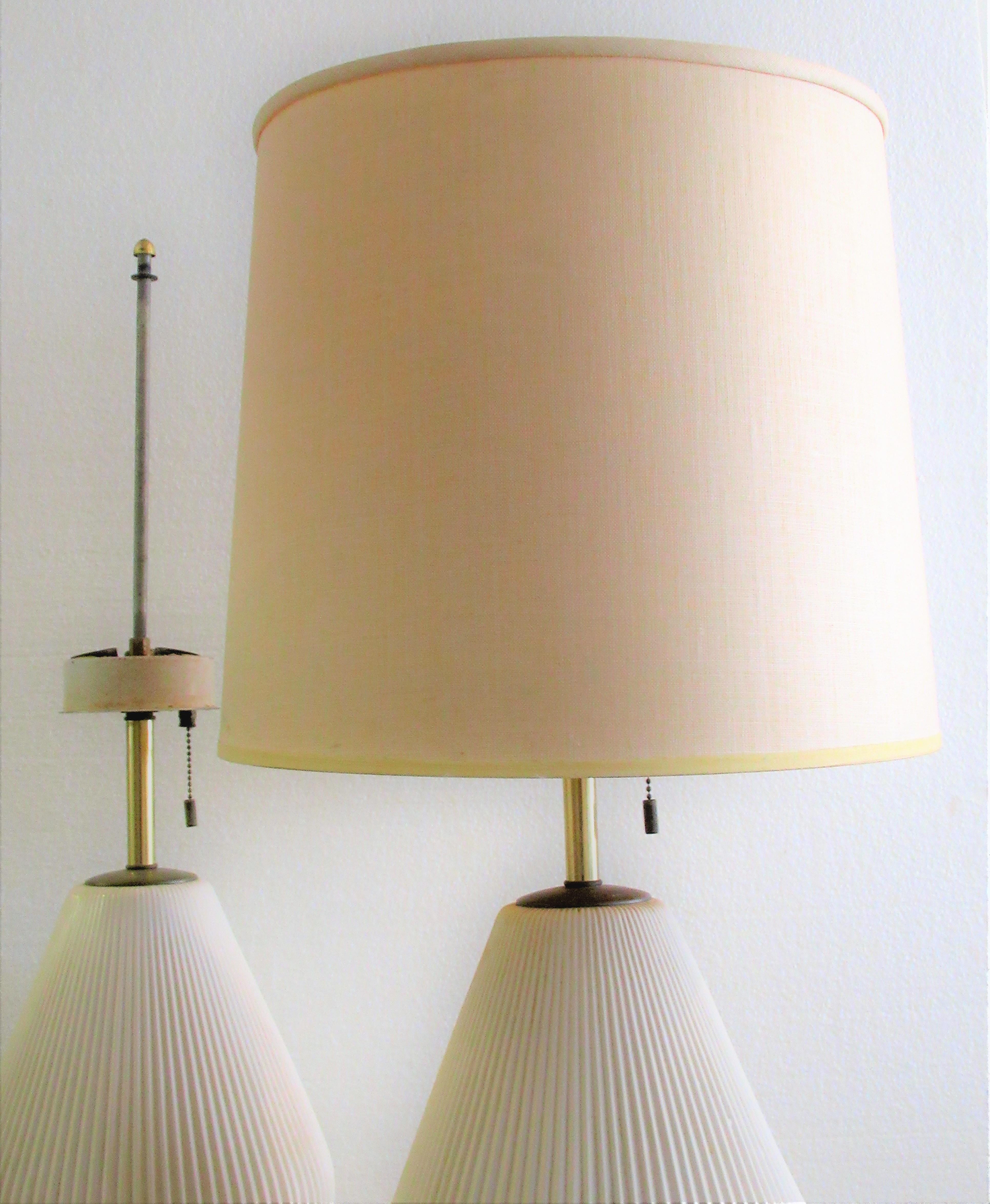 Fluted Porcelain Table Lamps by Gerald Thurston for Lightolier 3