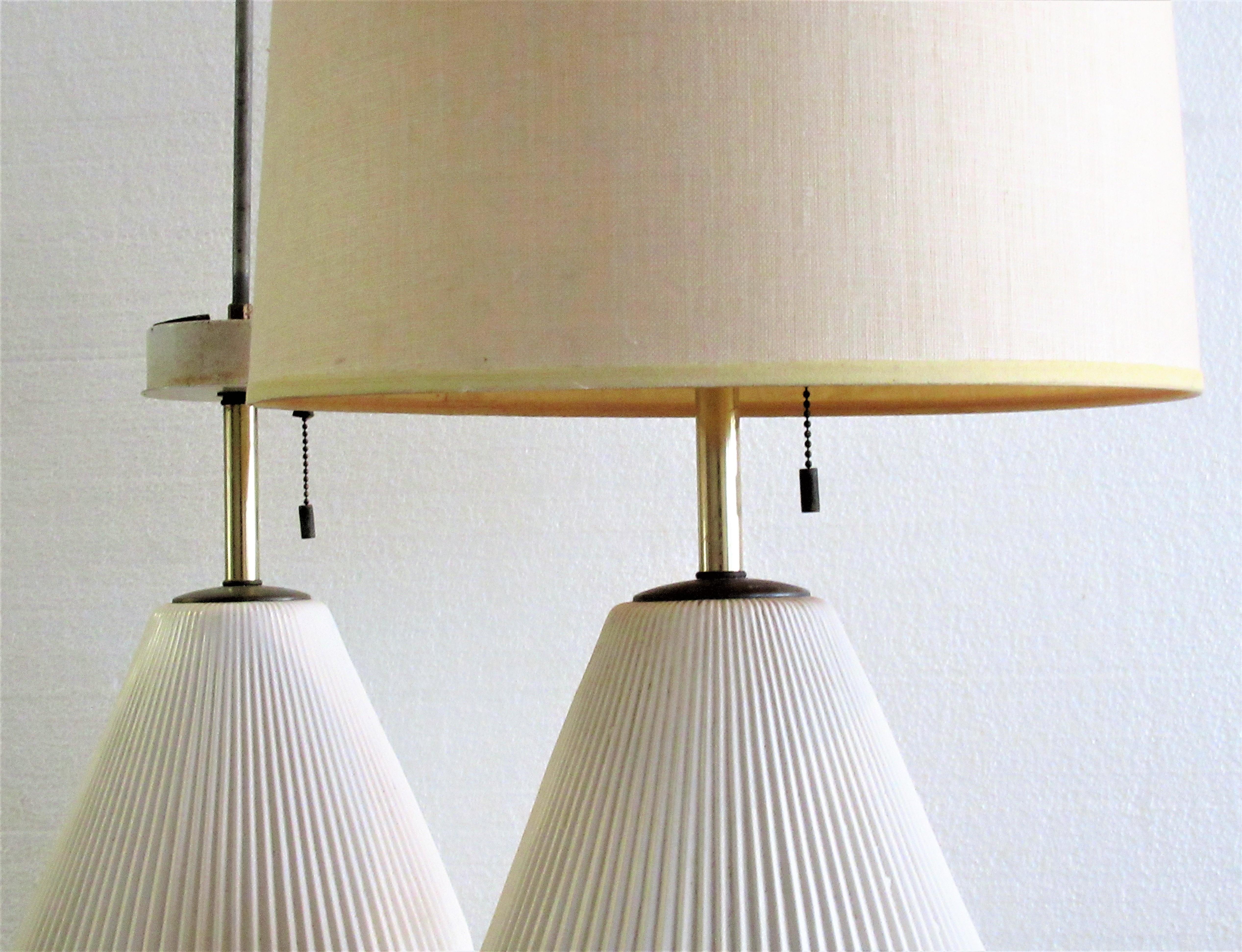 Fluted Porcelain Table Lamps by Gerald Thurston for Lightolier 4