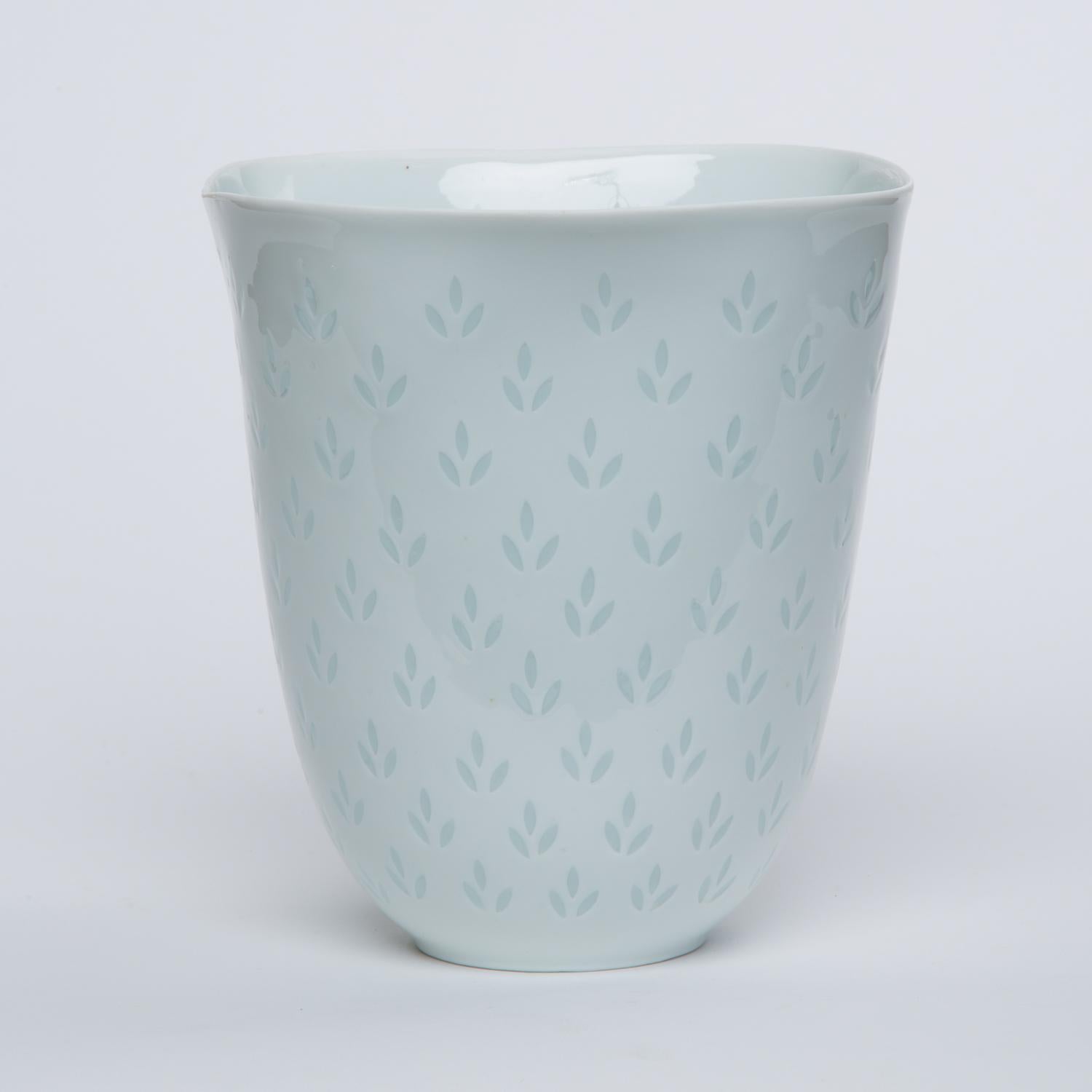 Glazed Fluted Porcelain Vase by Freidl Holzer-Kjellberg for Arabia of Finland
