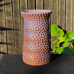 Fluted Purple And Rust Organic Dot Ombre Vase