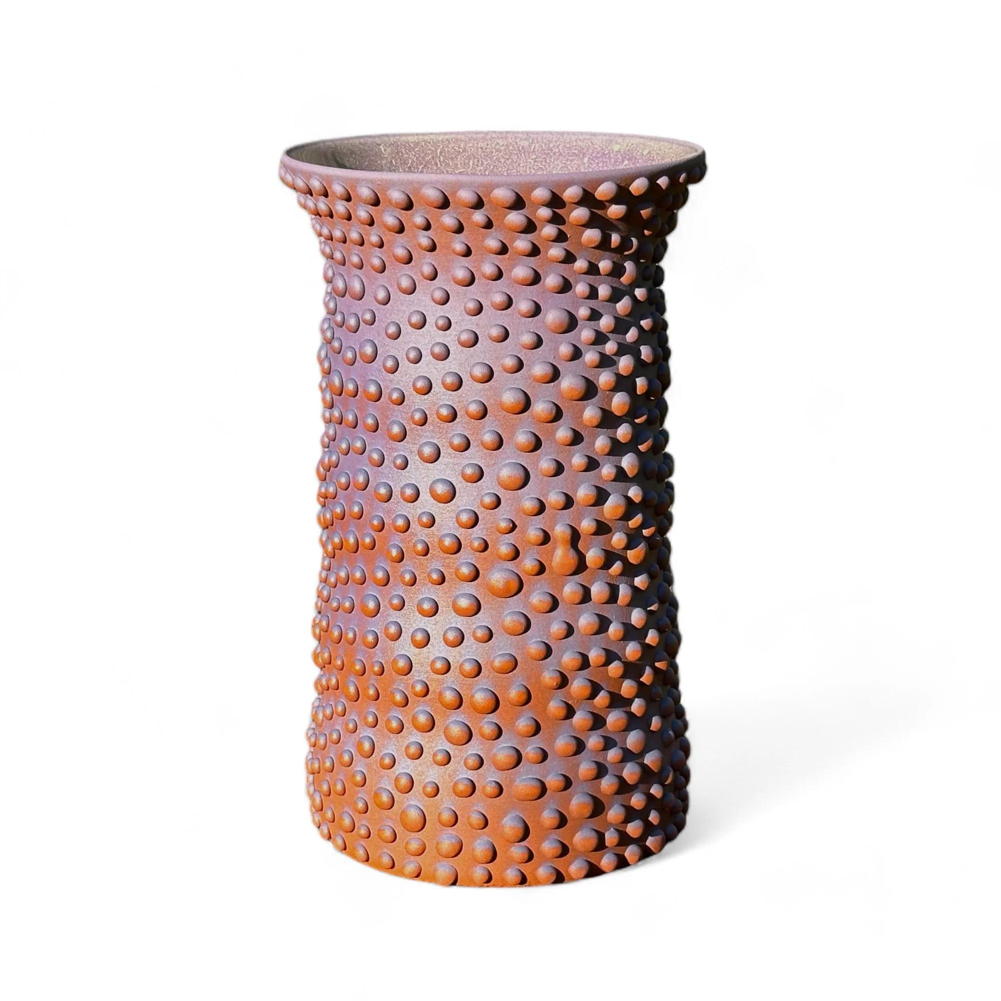 American Fluted Purple And Rust Organic Dot Ombre Vase For Sale