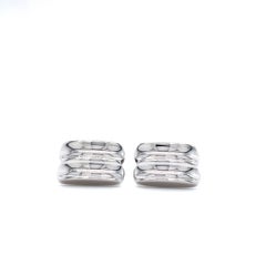 Boutons de manchette rectangulaires cannelés en argent sterling massif 925