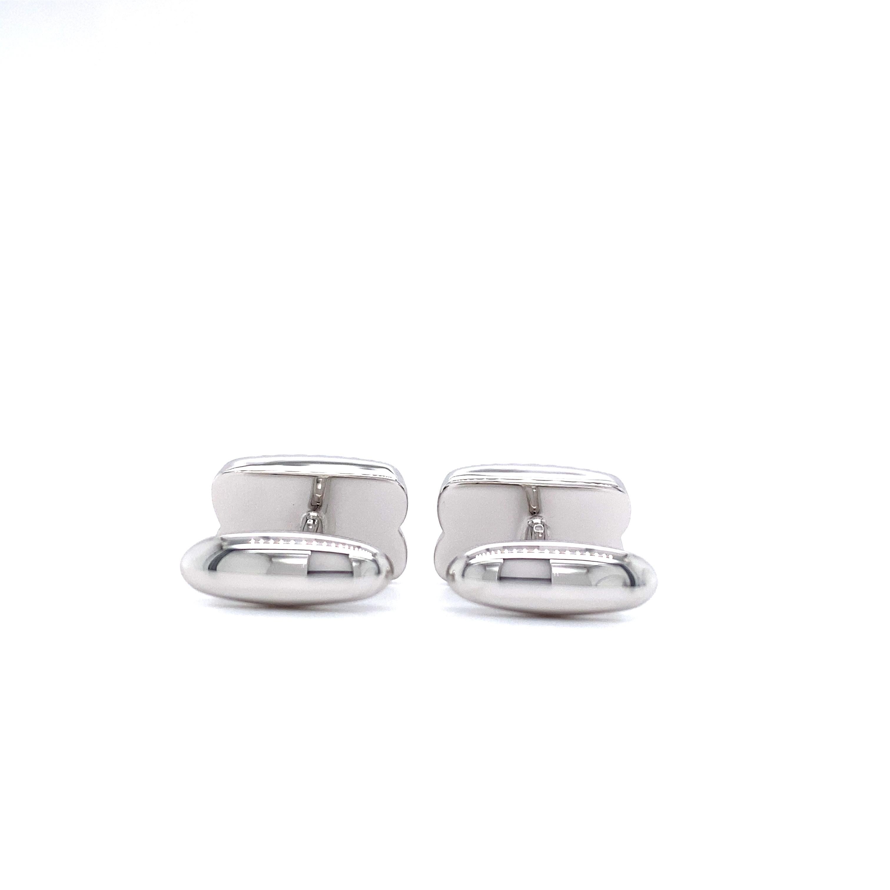Fluted Rectangular Cufflinks in Solid 925 Sterling Silver In New Condition For Sale In Pforzheim, DE