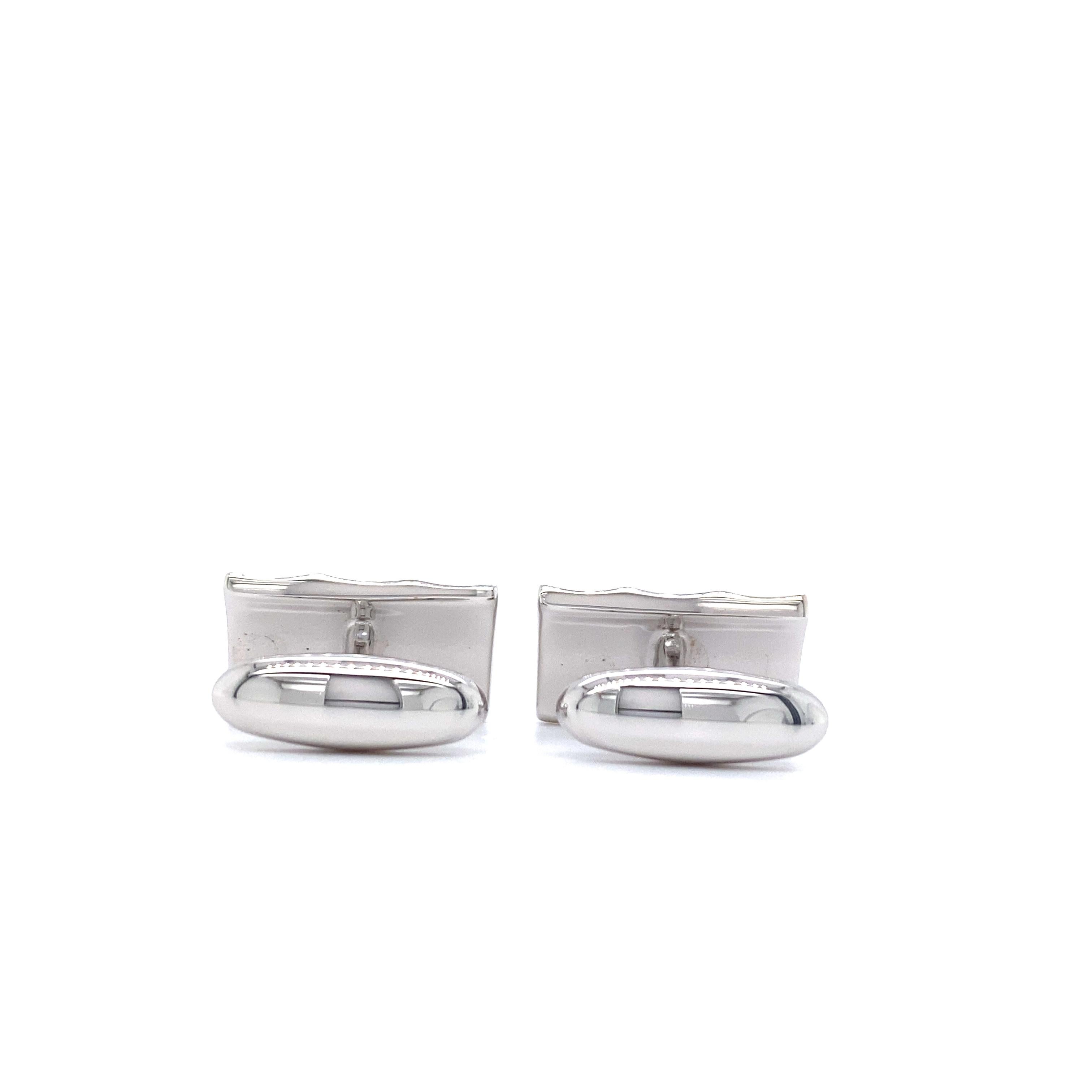 Fluted Rectangular Cufflinks in Solid 925 Sterling Silver In New Condition For Sale In Pforzheim, DE