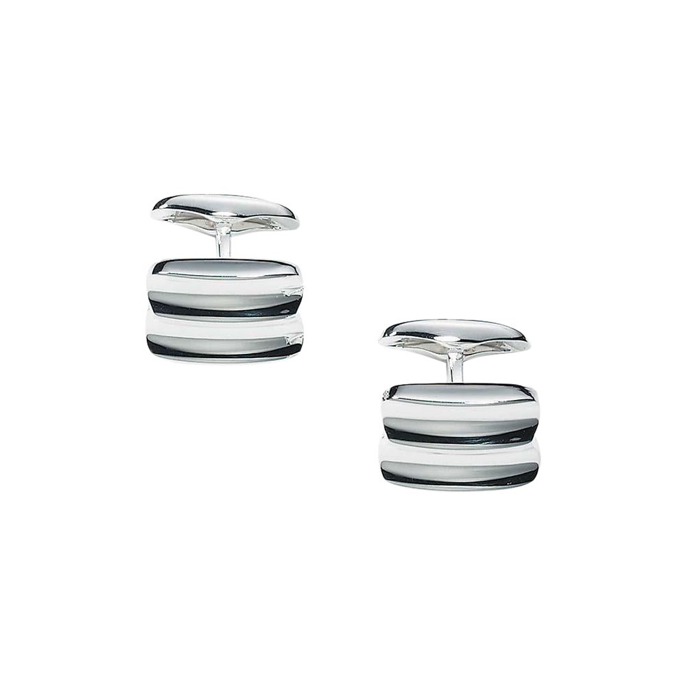 Fluted Rectangular Cufflinks in Solid 925 Sterling Silver