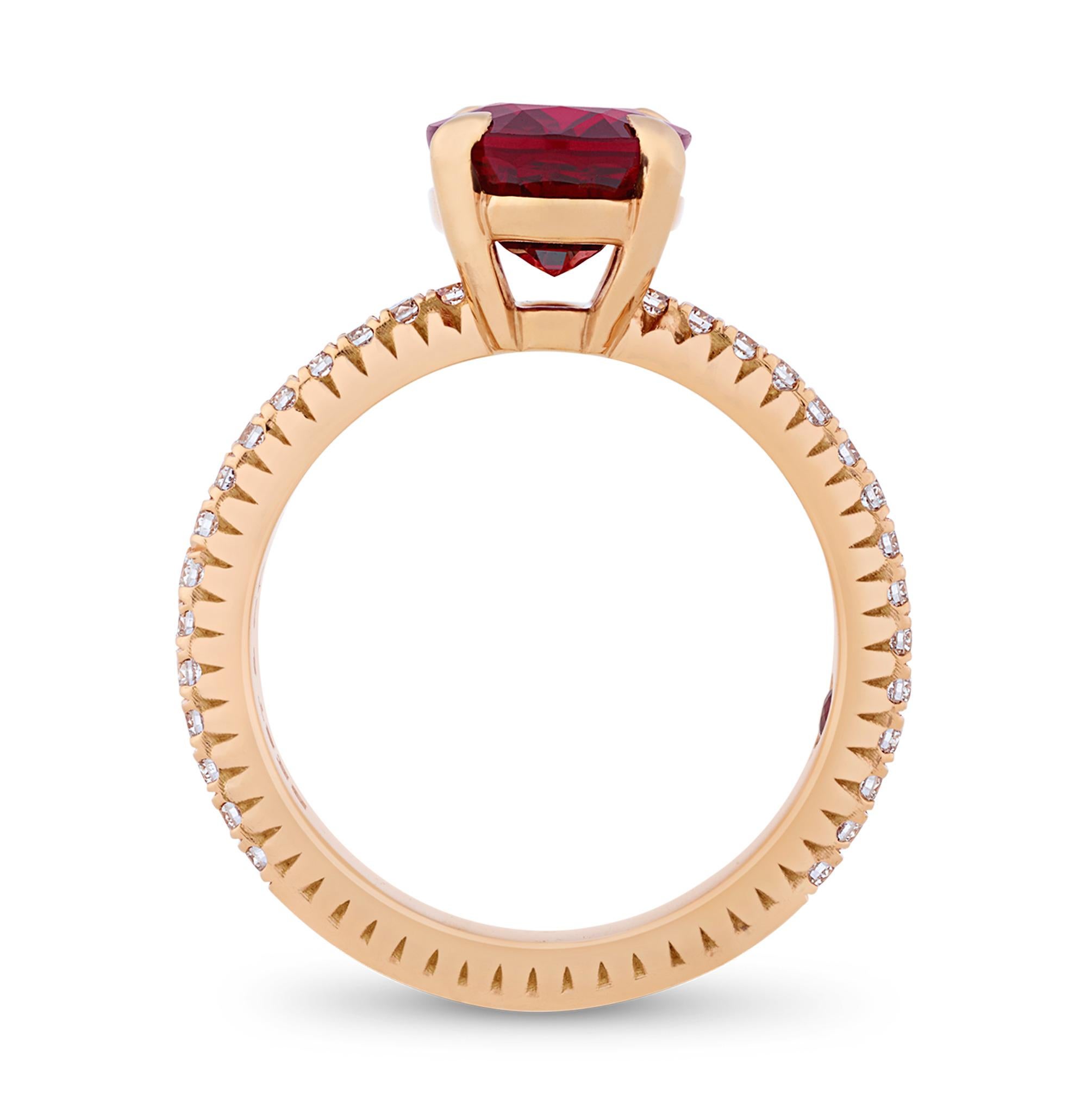 Fluted Ruby Ring, 3.08 Carats - image 2