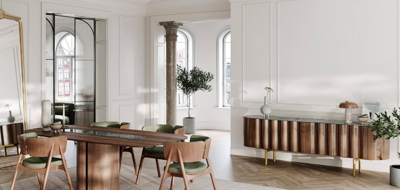 Credenza scanalata Ft. Un'elegante forma rettangolare arrotondata design Sotiris Lazou in vendita 2