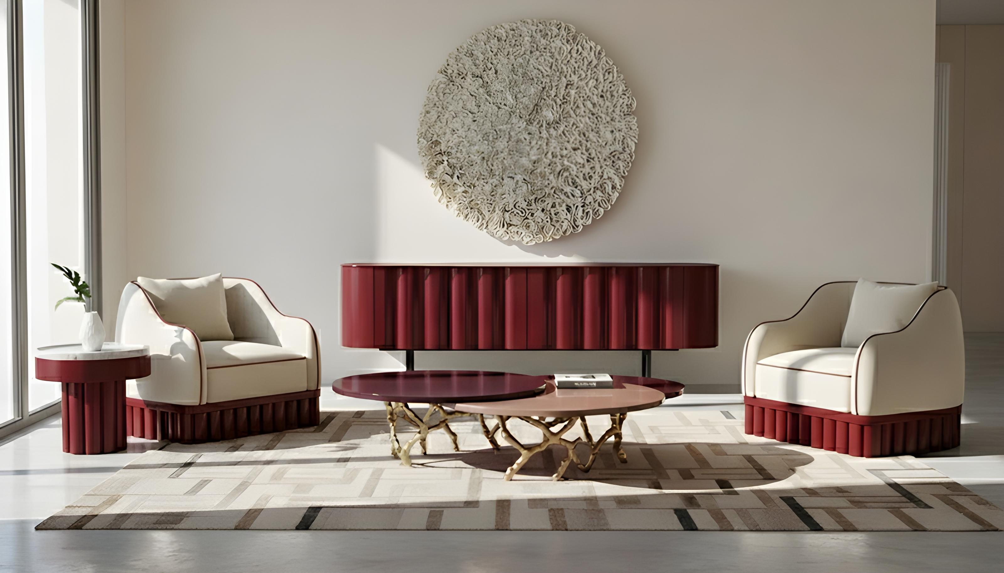 Moderno Credenza scanalata Ft. Un'elegante forma rettangolare arrotondata design Sotiris Lazou in vendita