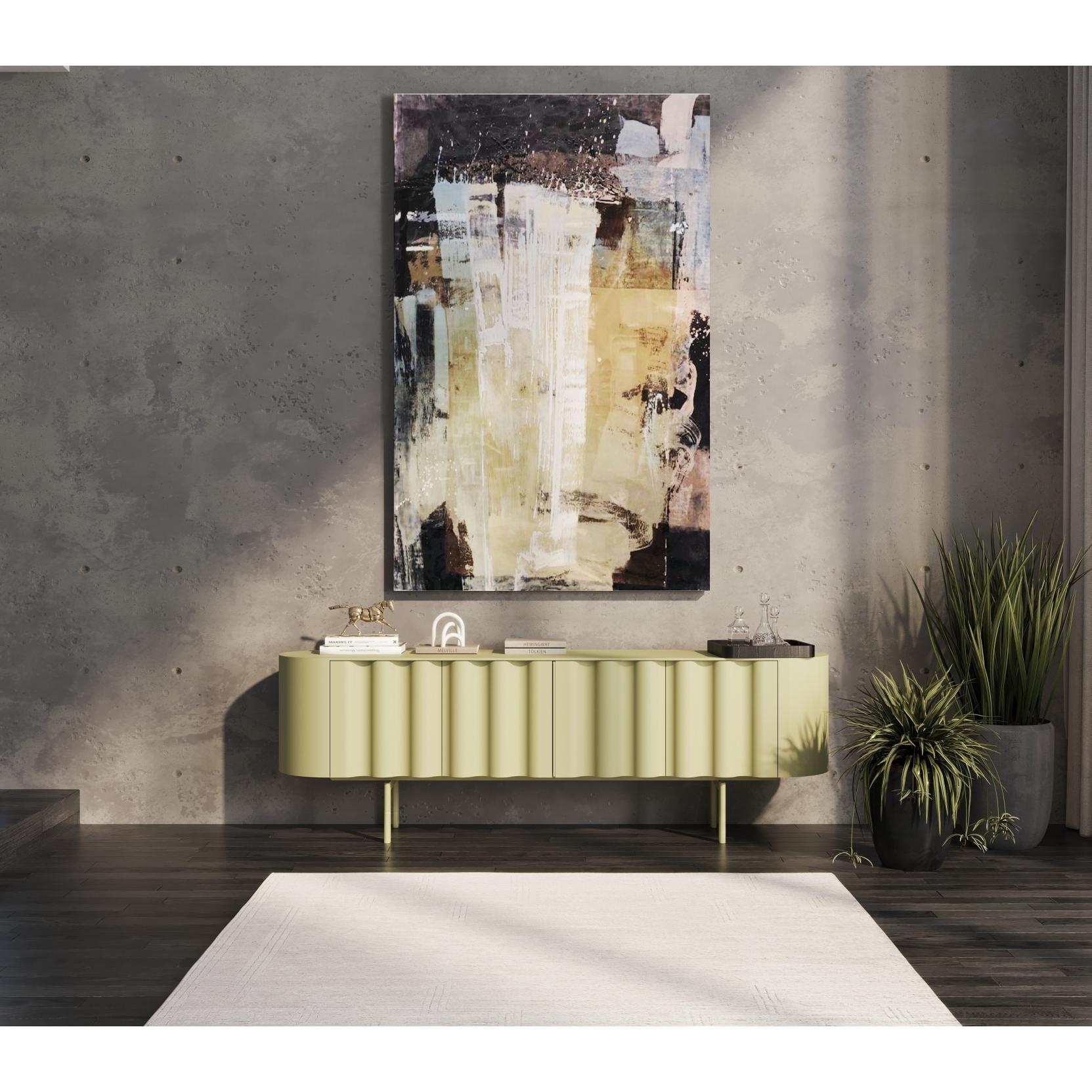 Europeo Credenza scanalata Ft. Un'elegante forma rettangolare arrotondata design Sotiris Lazou in vendita