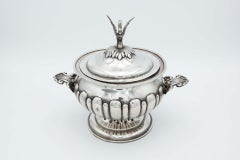 Fluted silver soup tureen