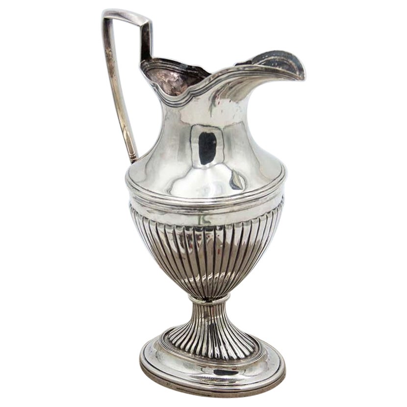 Fluted silver water jug