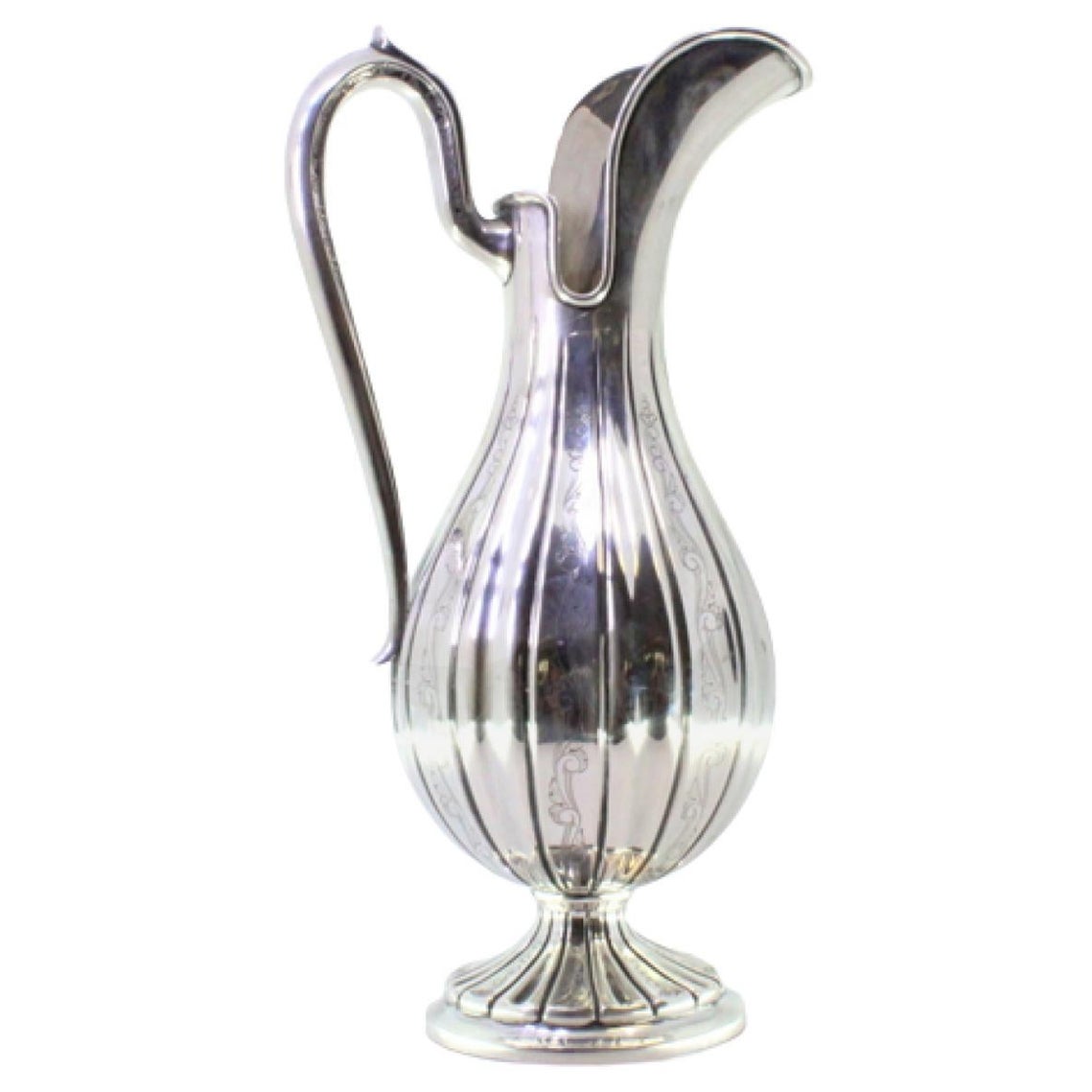 Fluted silver water jug