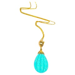 Fluted Sleeping Beauty Necklace in 14K Solid Yellow Gold