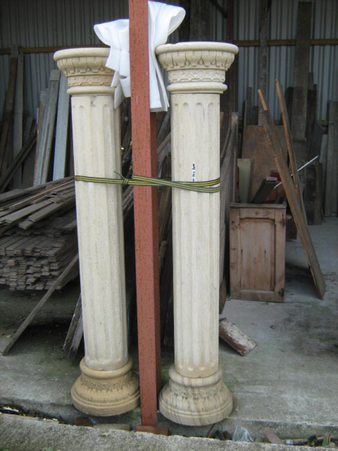 European Fluted Stone Pillars, 20th Century For Sale