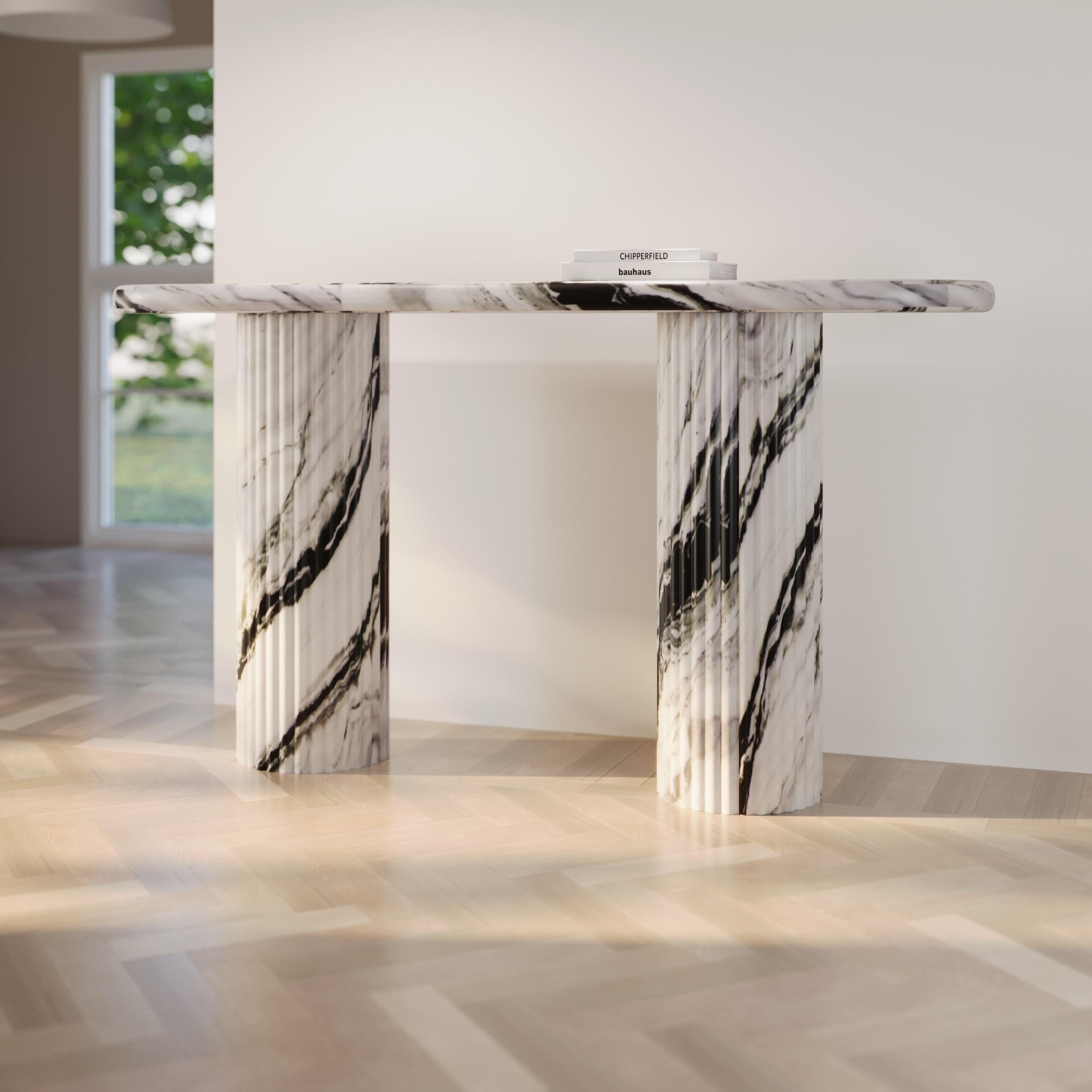 Hand-Carved Fluted Telly Marble Console Table