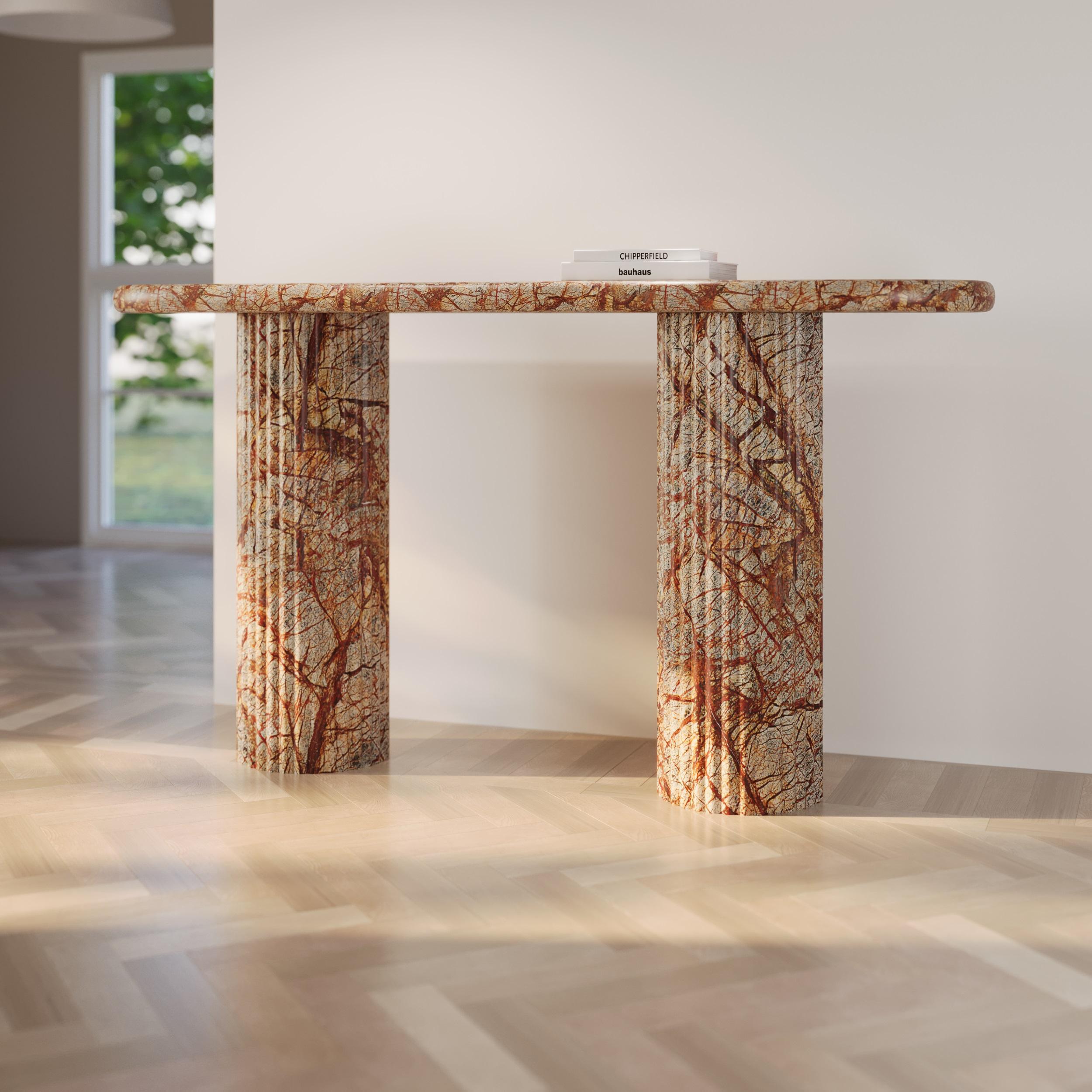 Fluted Telly Marble Console Table For Sale 1
