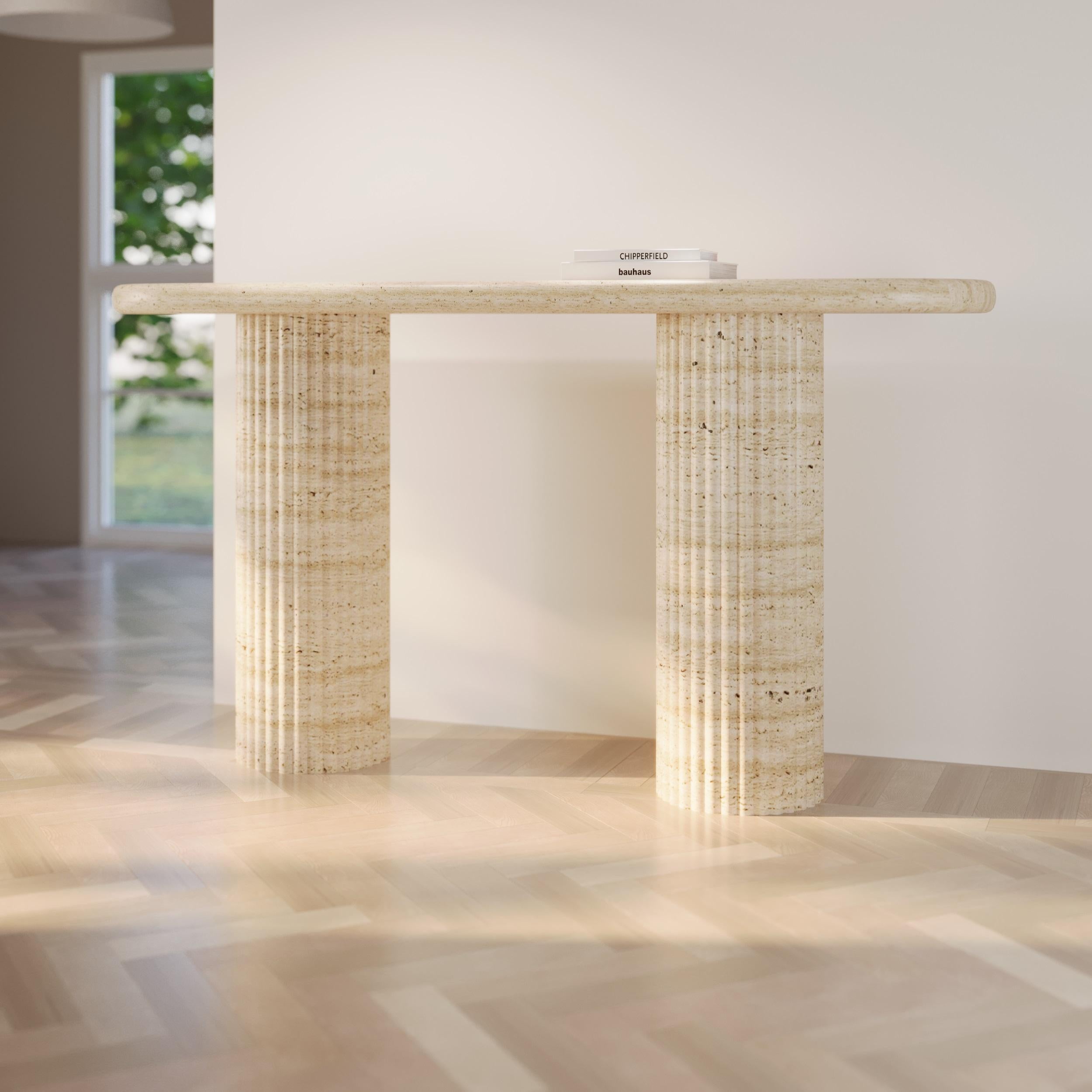 Contemporary Fluted Telly Marble Console Table