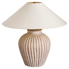 Fluted Terra-Cotta White Washed Table Lamp