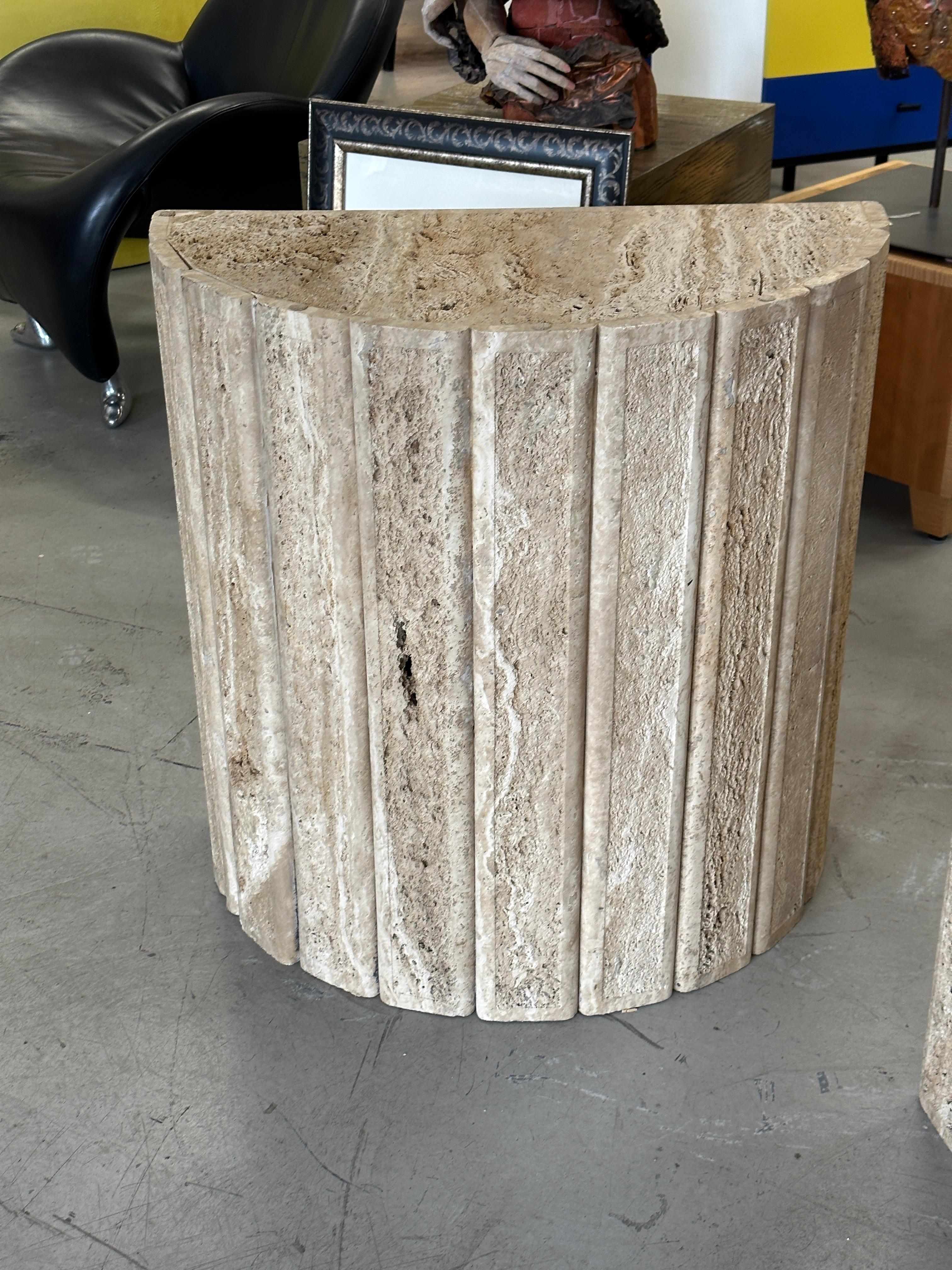 Fluted Travertine Side Tables or Bases For Sale 8