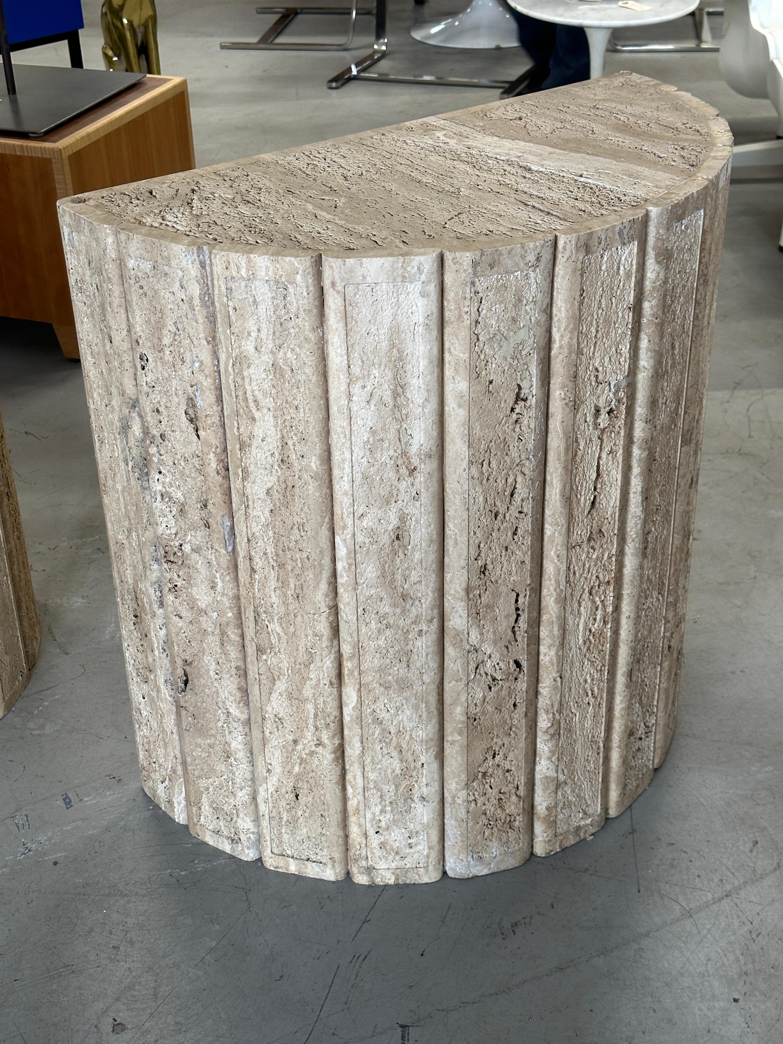 Fluted Travertine Side Tables or Bases For Sale 9