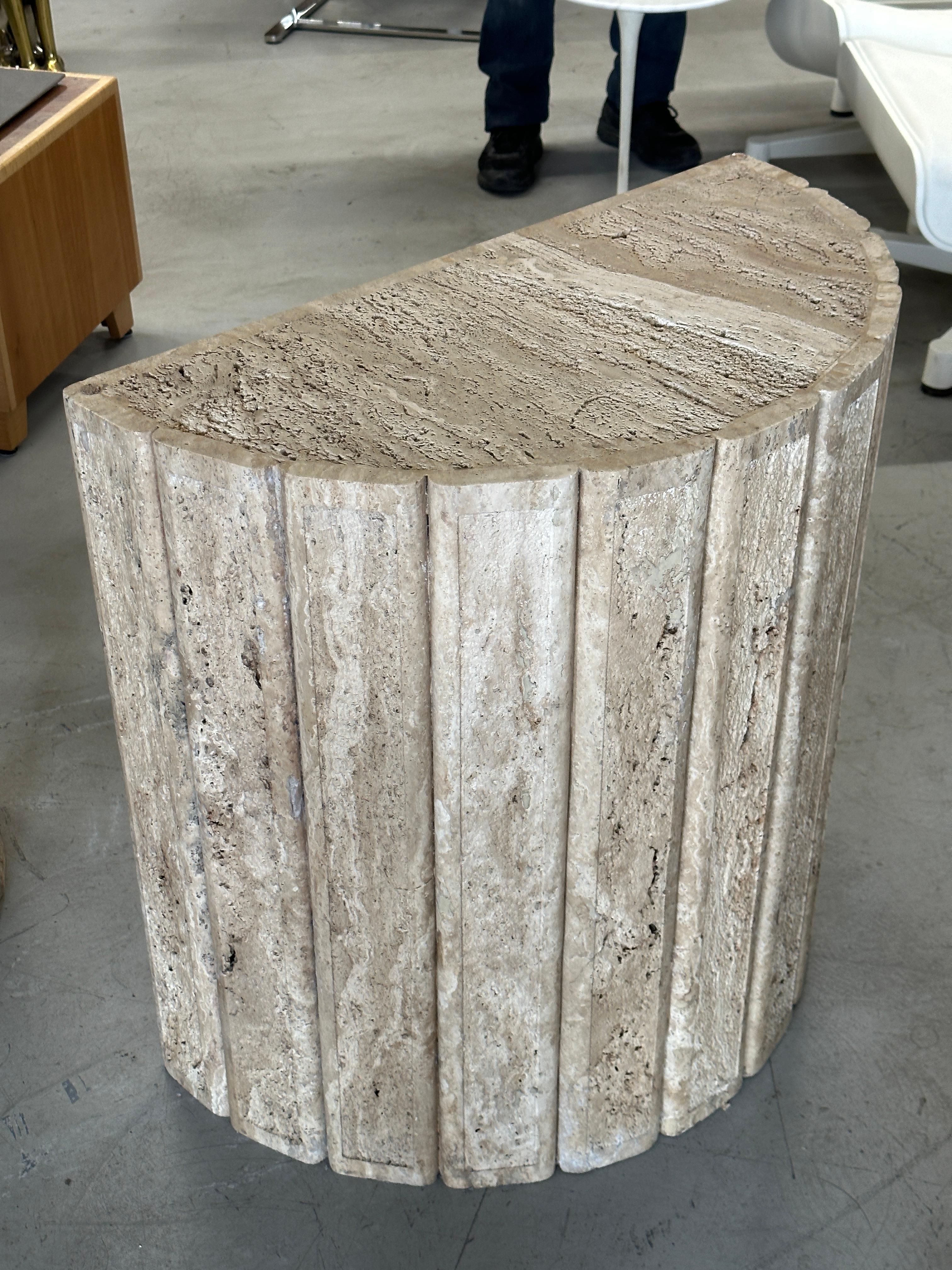 Fluted Travertine Side Tables or Bases For Sale 10