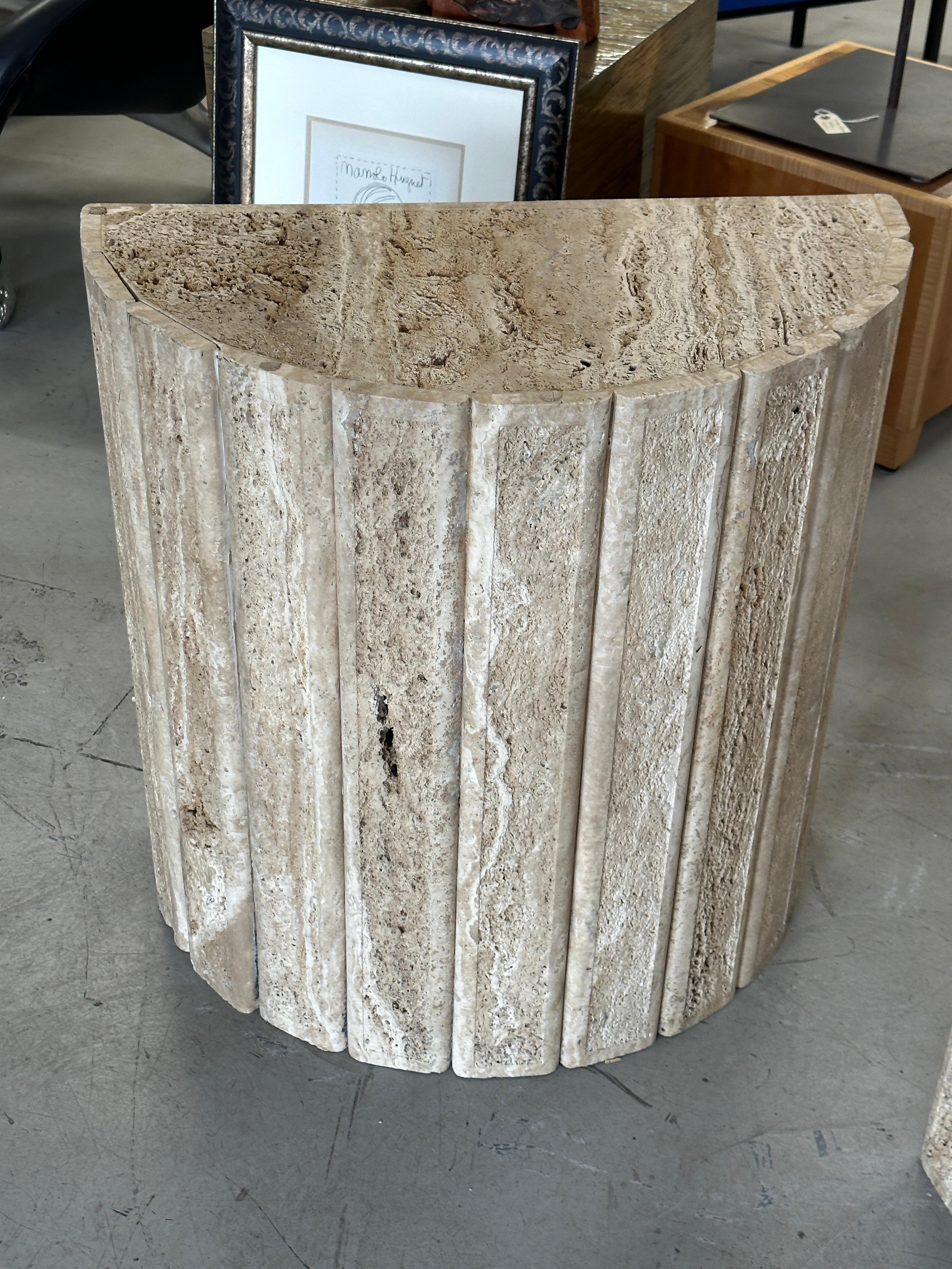Fluted Travertine Side Tables or Bases For Sale 11