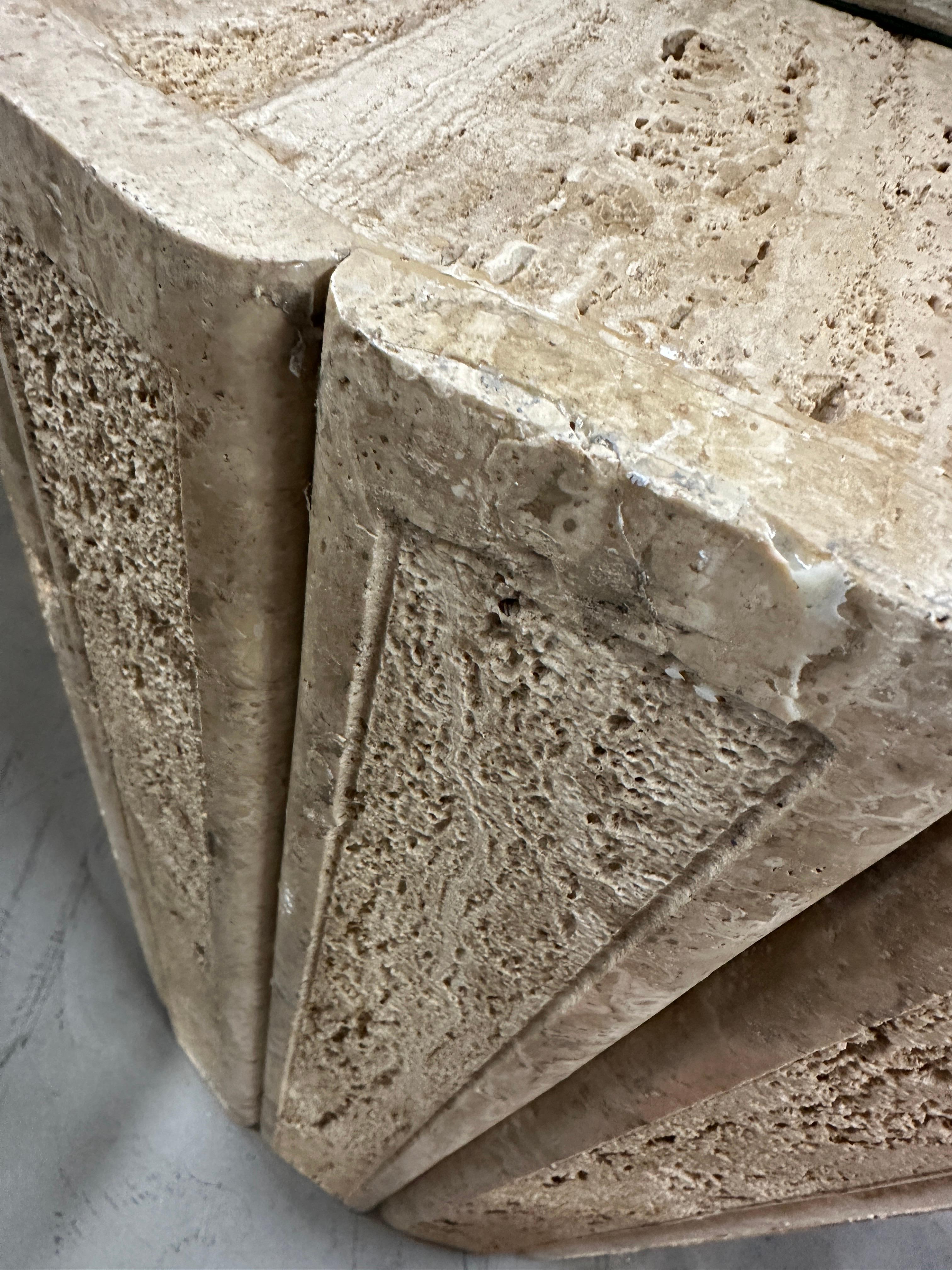 Fluted Travertine Side Tables or Bases For Sale 14