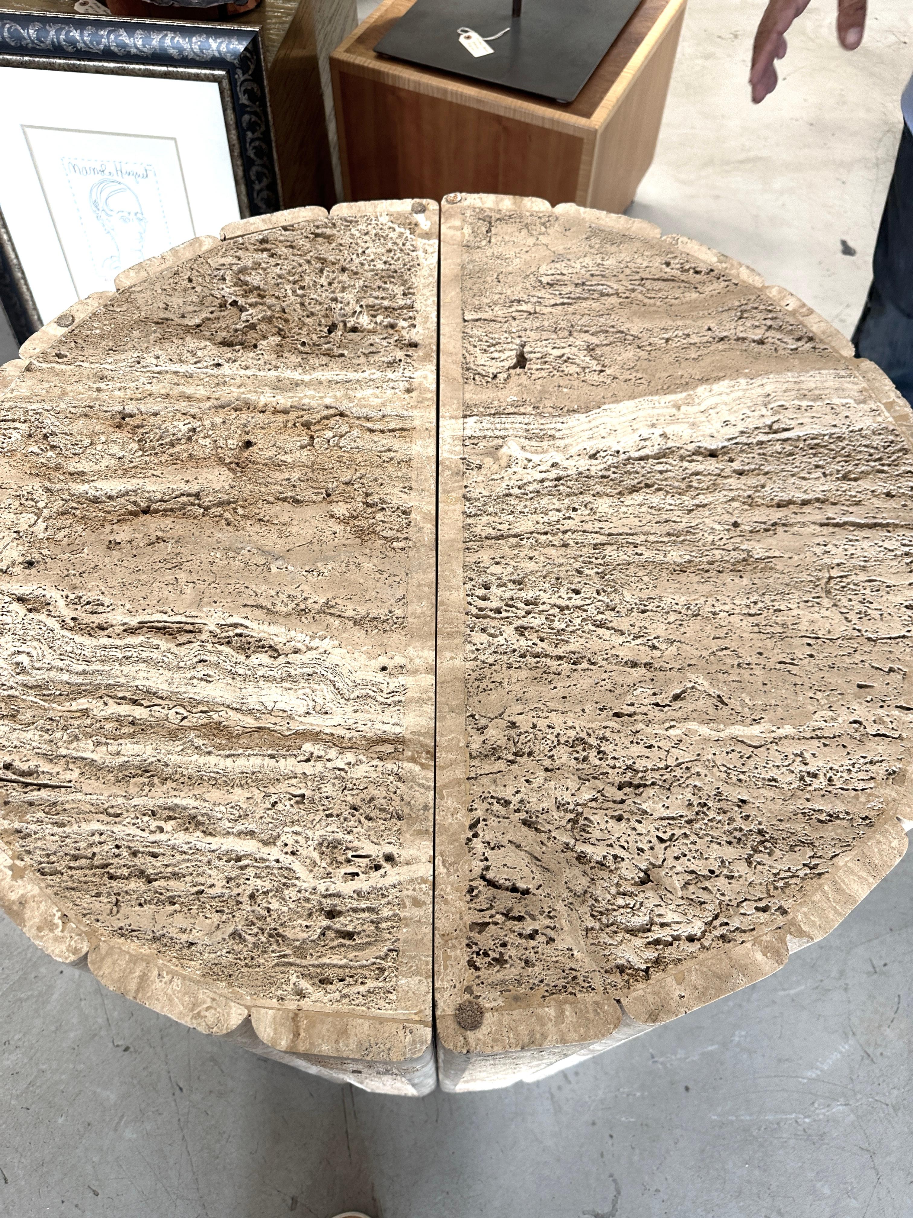 20th Century Fluted Travertine Side Tables or Bases For Sale