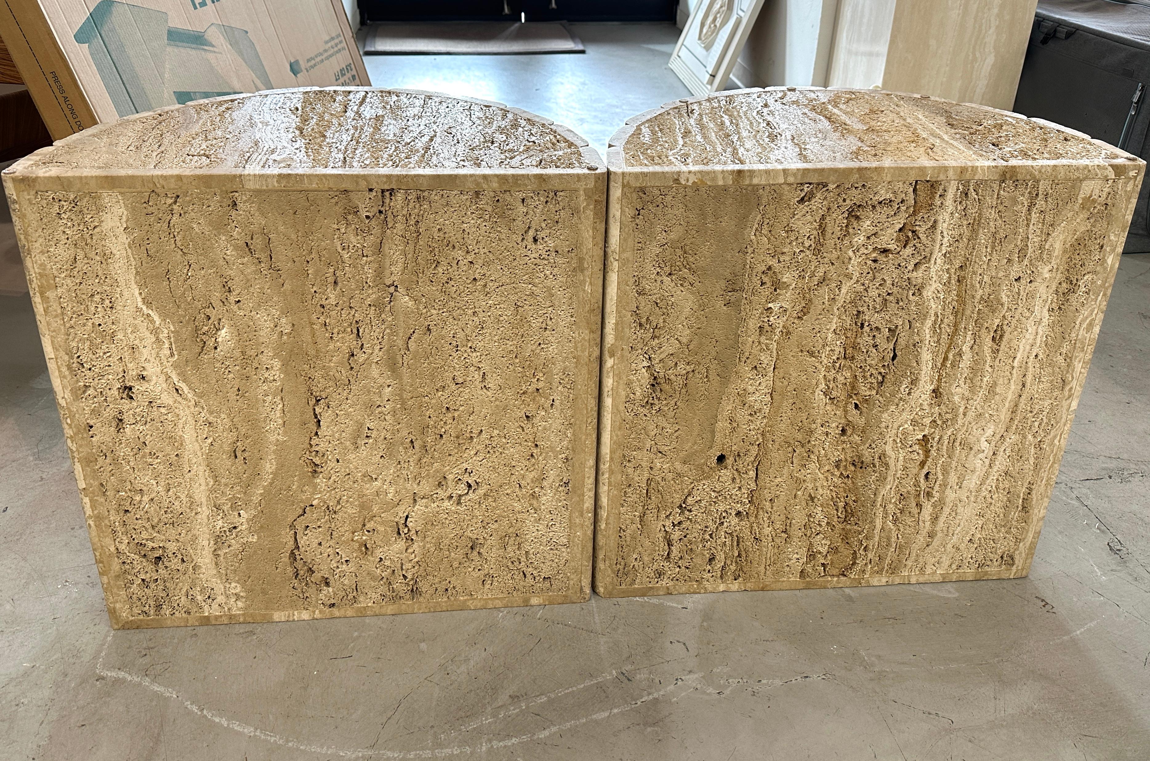 Fluted Travertine Side Tables or Bases For Sale 3