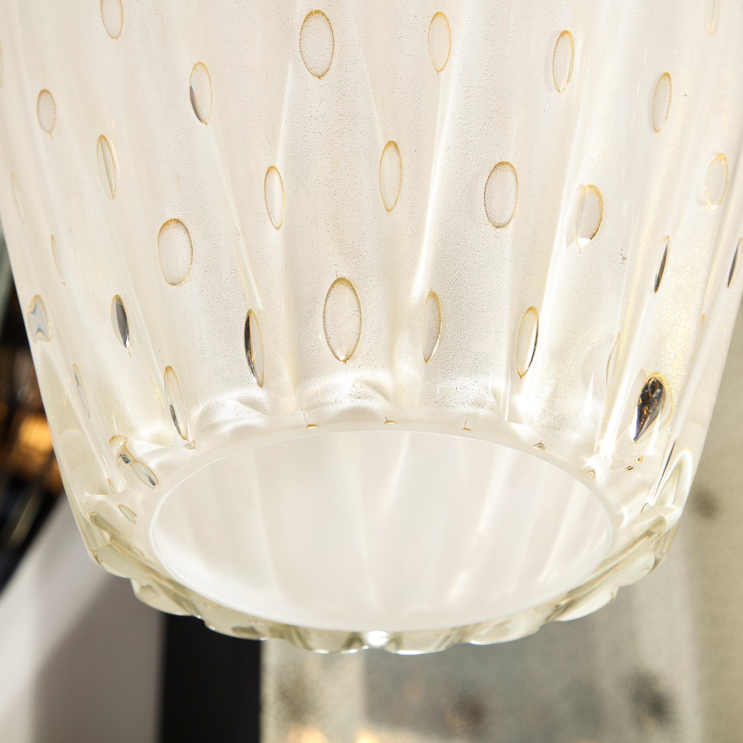 Fluted Urn-Form Murano White Glass Pendants with Antiqued Brass Fittings In New Condition For Sale In New York, NY