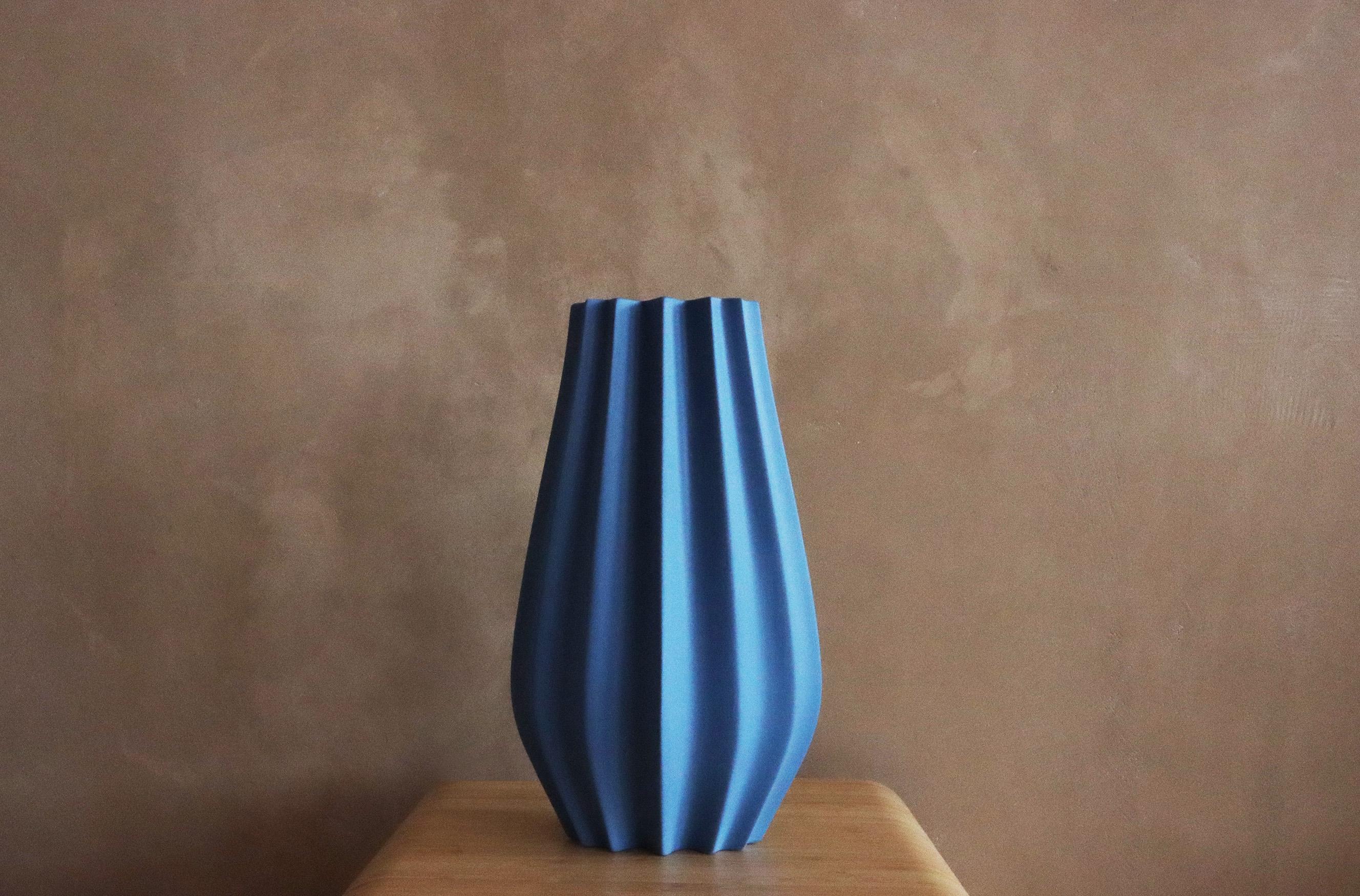 New Zealand Fluted Vase - French Blue For Sale
