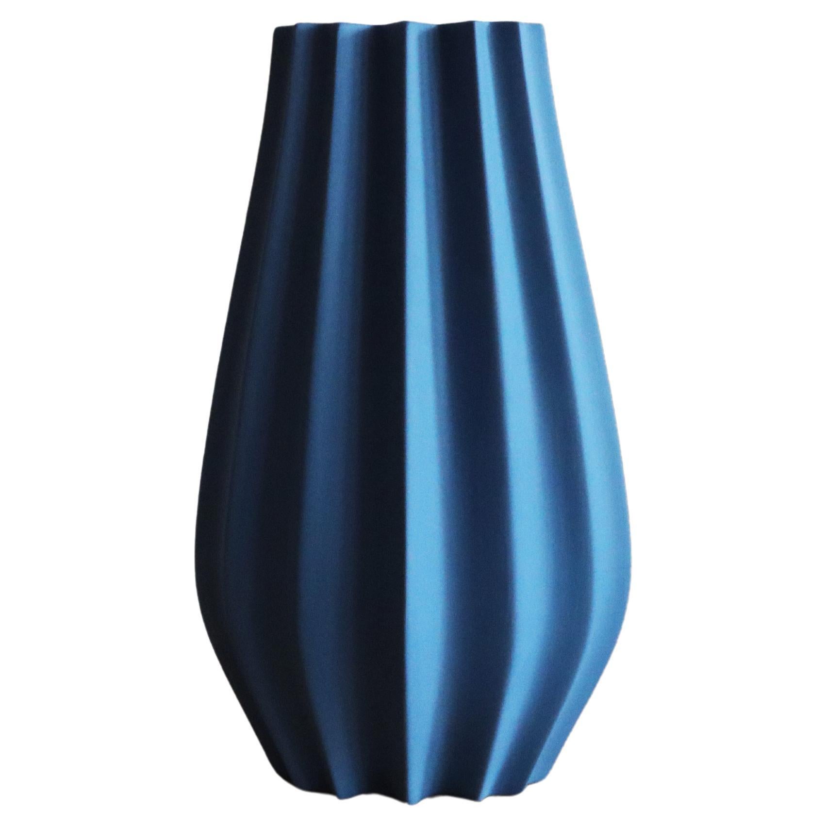 Fluted Vase - French Blue For Sale
