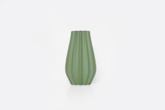 Fluted Vase - Olive Green